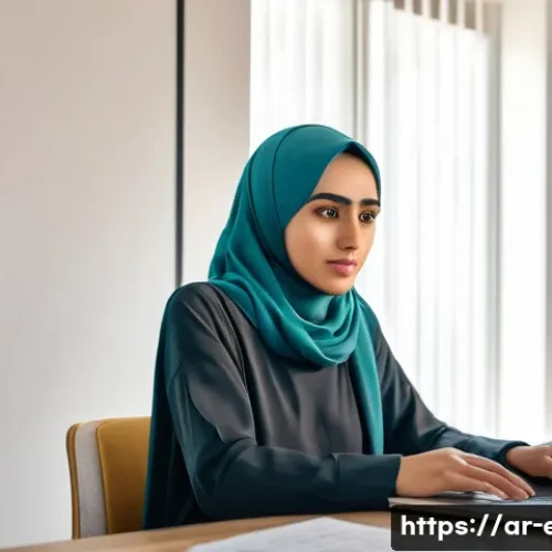 안구건조증 원인 제거 - **Prompt:** A young Arab woman in her late 20s is working from home, sitting at a desk with a laptop...
