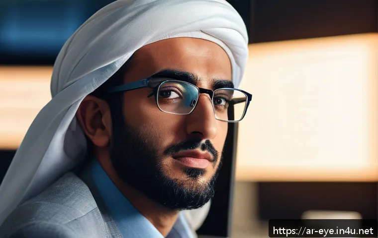 눈 충혈 시 응급조치 - A detailed, realistic close-up portrait of an adult Middle Eastern man with slight eye redness cause...